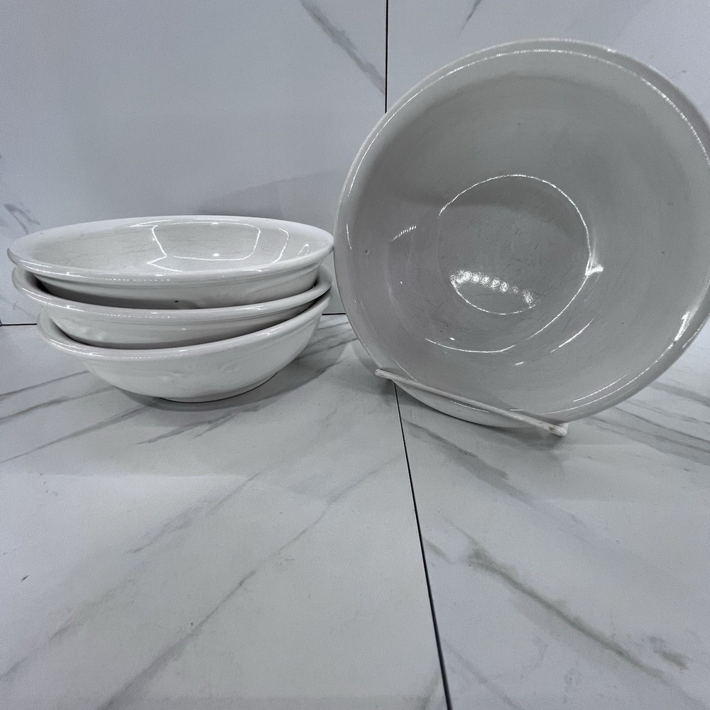 Pfaltzgraff Soup Cereal 6" Bowls Set of 3 Ivory Stoneware Vtg